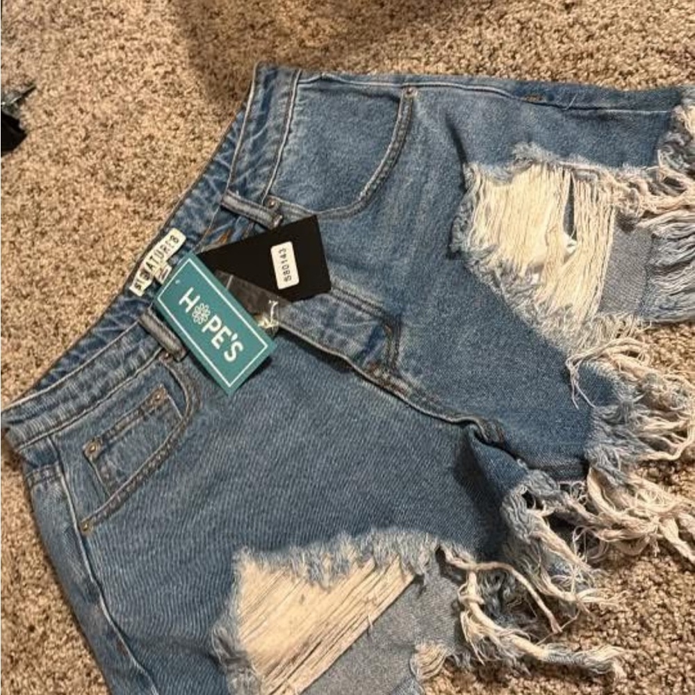 Hope's Blue Frayed Denim Jean Shorts